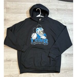 Detroit Lions  Mickey Mouse Hoodie Sweatshirt XL Adult Junkfood NFL‎ Black